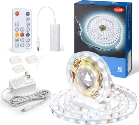 Iluminat & electrice - Bandă LED Alb Rece 5m 6500K cu Telecomandă RF și Intensitate Reglabilă