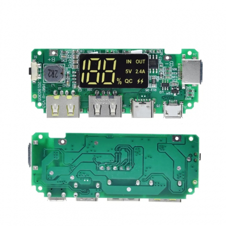 Bms 1s 3.7 Nominal, 5v 2.4a, cu afisaj si usb c, dual usb [2]