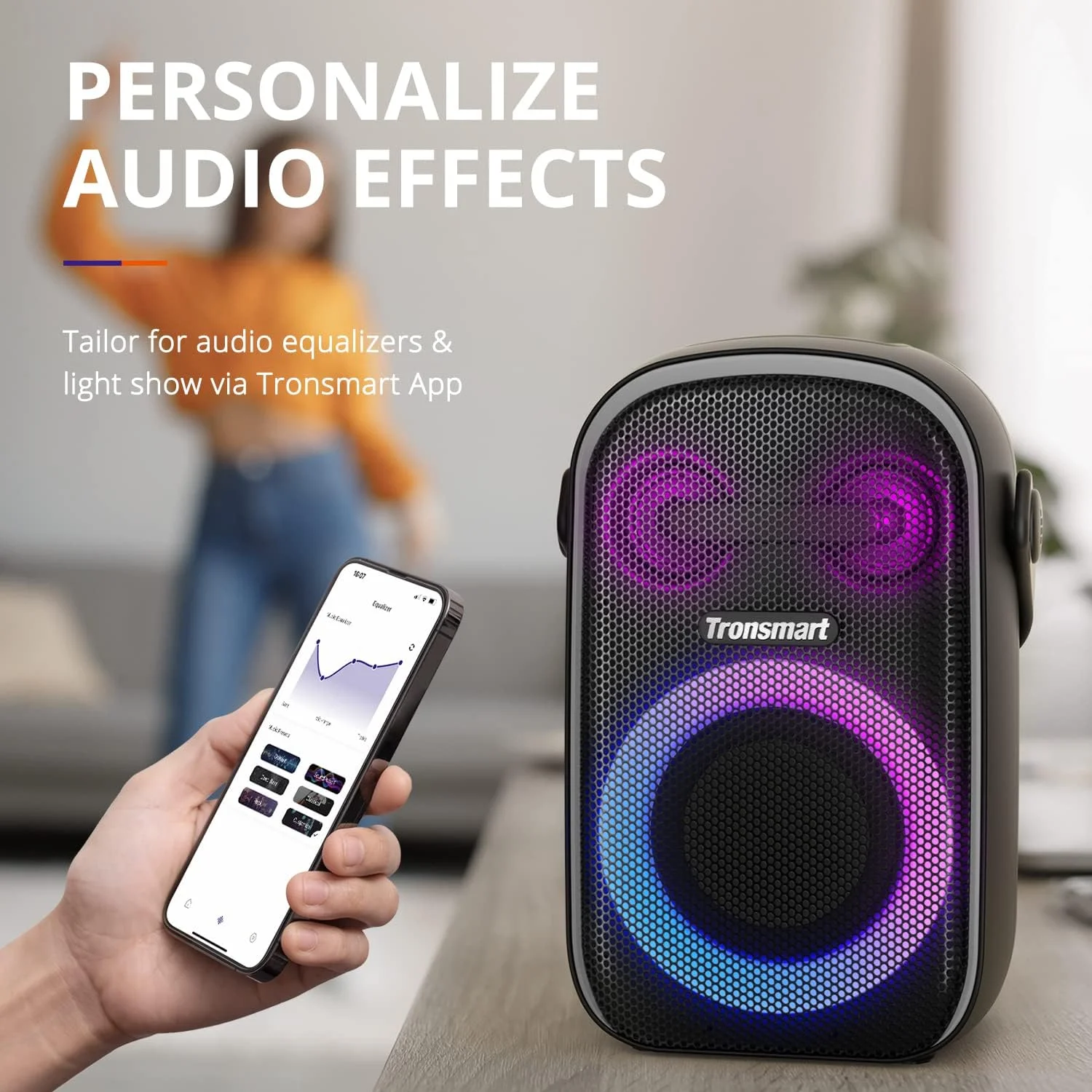 Boxa Portabilă Tronsmart Halo 110 Negru cu Sunet 60W, Iluminare LED și Funcție Karaoke [1]