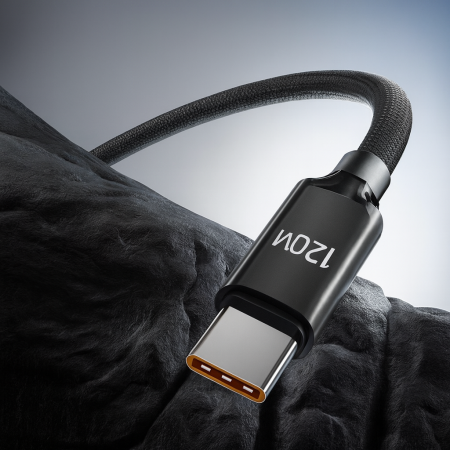 Cablu de date Crystal 6APD dual Type-C 120W încărcare rapidă compatibil Huawei Apple Samsung laptop telefon USB-C nylon împletit rezistent [5]