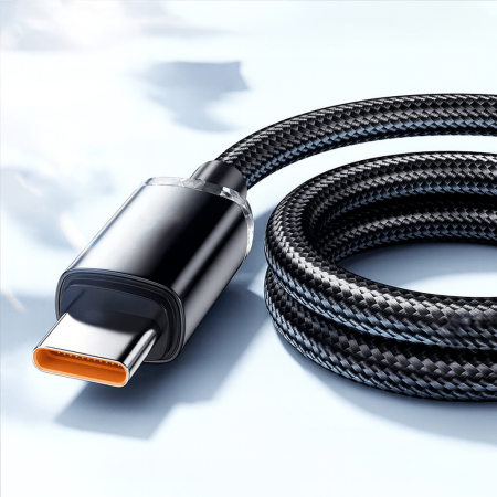 Cablu de date Crystal 6APD dual Type-C 120W încărcare rapidă compatibil Huawei Apple Samsung laptop telefon USB-C nylon împletit rezistent [2]