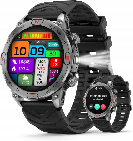 Smartwatch-uri - Smartwatch 1.43” AMOLED – Ceas inteligent pentru bărbați și femei cu apeluri Bluetooth, monitorizare sănătate și peste 100 moduri sport