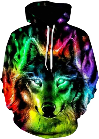 Imbracaminte - Hanorac Unisex KHDSTYLK cu Glugă și Imprimeu 3D Flame Wolf