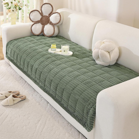 Textile - Husă Groasă Anti-Alunecare pentru Canapea 2–4 Locuri, 90 × 210 cm – Verde