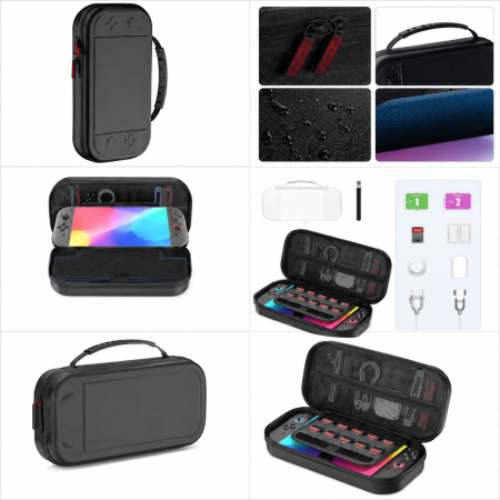 Accesorii console gaming - Husă Premium Impermeabilă pentru Nintendo Switch 2 cu Spațiu pentru 10 Jocuri