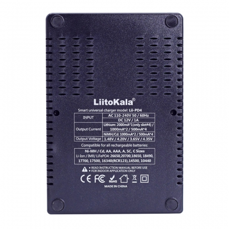 Încărcător LIITOKALA LII-PD4 – 4 Sloturi pentru Baterii NiMH, Li-Ion și IMR cu Afișaj LCD [1]