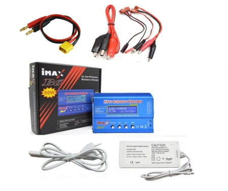 Incarcatoare - Încărcător Lipo iMAX B6 80W cu Balance-Charger + Alimentator 12V SAGEM pentru Acumulatori 2S-6S