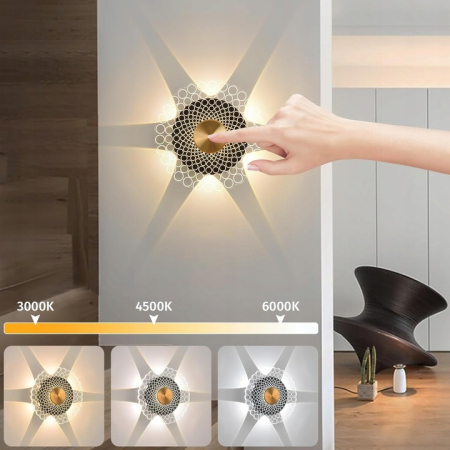 Lampă de perete LED 14W cu comutator tactil – reglare culoare 3000K–6000K | Design modern [3]