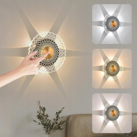Lampă de perete LED 14W cu comutator tactil – reglare culoare 3000K–6000K | Design modern