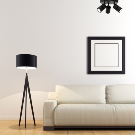 Lampă de tavan JOCKEY cu 3 spoturi reglabile, design modern din metal negru, compatibilă cu becuri GU10 [1]