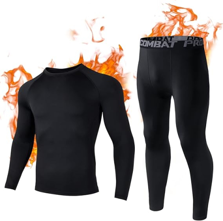 Haine Ciclism - Lenjerie Termică Bărbați Kiiwah – Set Bluză și Pantaloni cu Fleece pentru Iarnă
