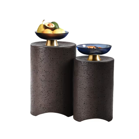 Mobilier - Masă Laterală HOMPUS din MgO, Design Modern Tip Ciupercă, Maro Deschis, pentru Living, Terasă, Balcon și Grădină