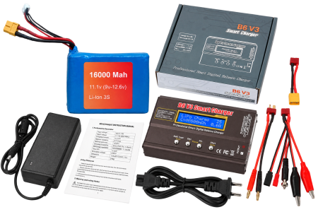 PACHETE PROMOȚIONALE - Pachet Acumulator Li-Ion 3S 16000mAh 11.1V XT60 cu Încărcător IMAX B6 V3 și Alimentator SAGEM