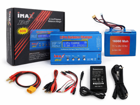 Incarcatoare - Pachet Acumulator Li-Ion 3S 16.000 mAh + Încărcător IMAX B6 + Alimentator 12V