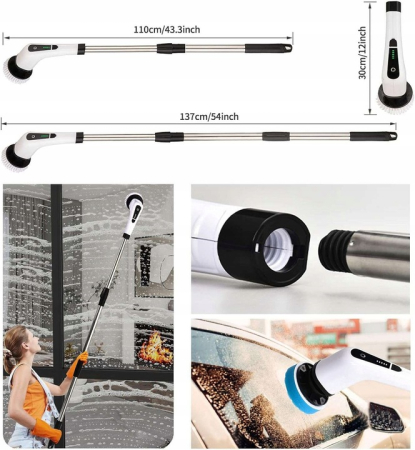 Perie electrică rotativă curățare 400 rpm cu 8 capete și mâner telescopic [1]