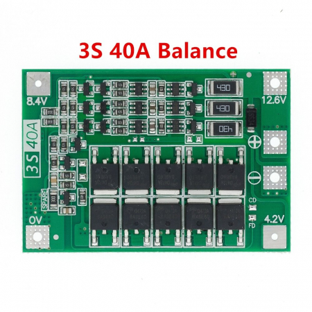 Accesorii acumulatori - Placă Protecție Acumulator Litiu-Ion 12V BMS 3S 40A cu Balansare – Siguranță și Performanță