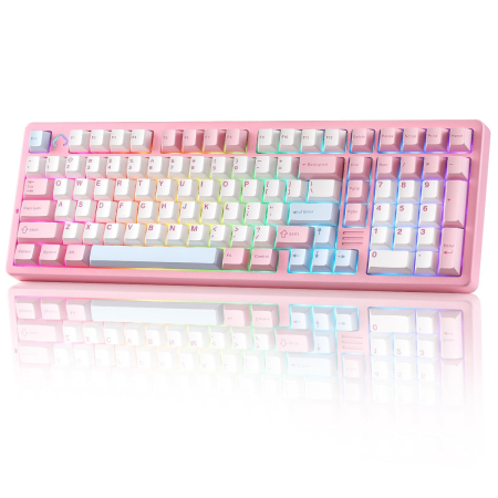 Smart Deals - Tastatură Mecanică Wireless YUNZII AL98 Aluminiu RGB Milk V2 Linear Roz
