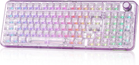 Smart Deals - Tastatură Mecanică Wireless YUNZII X98 RGB Transparentă cu Buton Rotativ și Snow Switch
