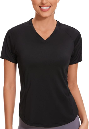 ECHIPAMENTE FITNESS - Tricou Sport Damă cu Mânecă Scurtă și Guler în V – Material Respirabil, Uscare Rapidă