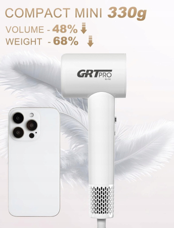 Uscător de păr mini 2200W cu ionizator – alb compact [1]