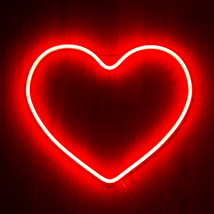 Semn led neon rosu model Inima 44cm x 38cm [2]