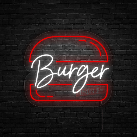Shop - reclama lampa luminoasa decorativa din led neon burger