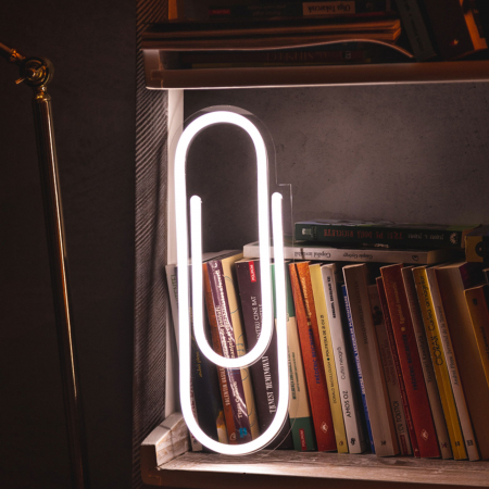 lampa luminoasa decorativa din led neon model agrafa