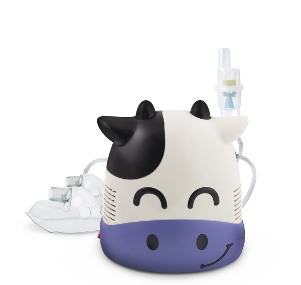 Aparat de aerosoli nebulizator cu aspect de vacuta pentru copii si pentru adulti, cu compresor, kit complet de accesorii inclus [2]