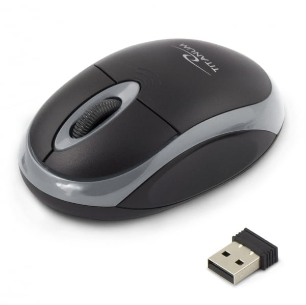 Mouse wireless 3D optic, Titanum Vulture, 1000dpi, 2.4GHz, cu forma ergonomica, 3 butoane, negru-gri [1]