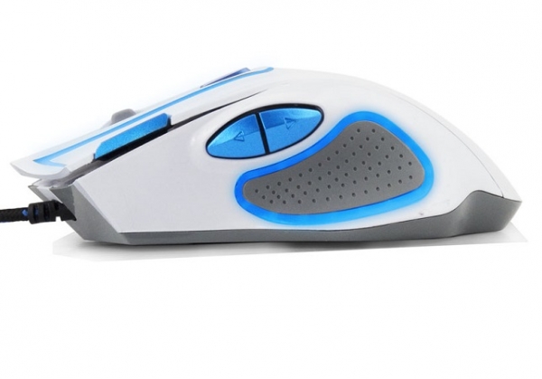 Mouse gaming optic 7D  performanta, cu functie "Double Click" si butoane inainte/inapoi facile culoarea alb cu albastru [2]
