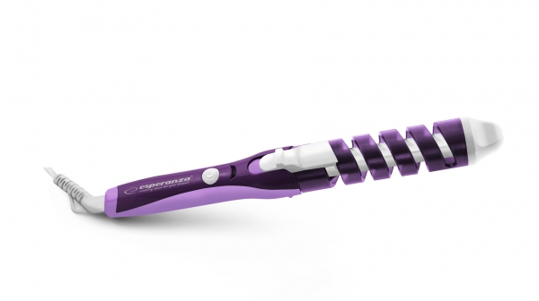 Ondulator ceramic spirala, alb violet pentru bucle usor de obtinut, pentru toate tipurile de par, lungime cablu 1.7 m, maner ergonomic, indicator LED [1]