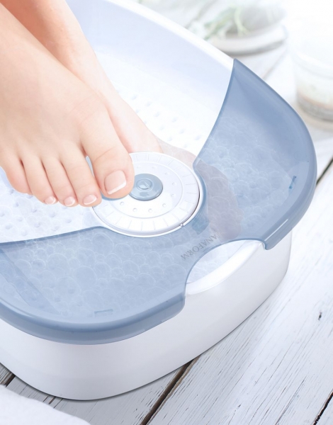 Aparat de masaj pentru picioare, spa cu hidromasaj si vibratii, 60 W, alb-albastru [2]