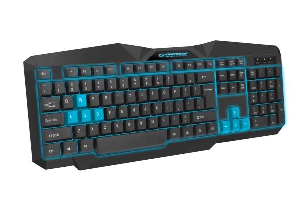 Tastatura gaming iluminata LED albastru, design profesional gaming, forma ergonomica, USB [1]
