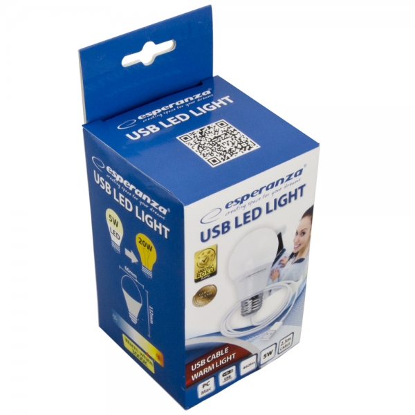 Bec cu LED lumina calda, alimentare la USB, 5W, lungime cablu 2.5m [2]