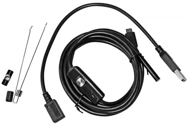 Camera cu endoscop video 6 LED-uri, conectivitate android si PC, multiple accesorii incluse, lungime cablu 5m, rezistenta la apa IP67 [1]