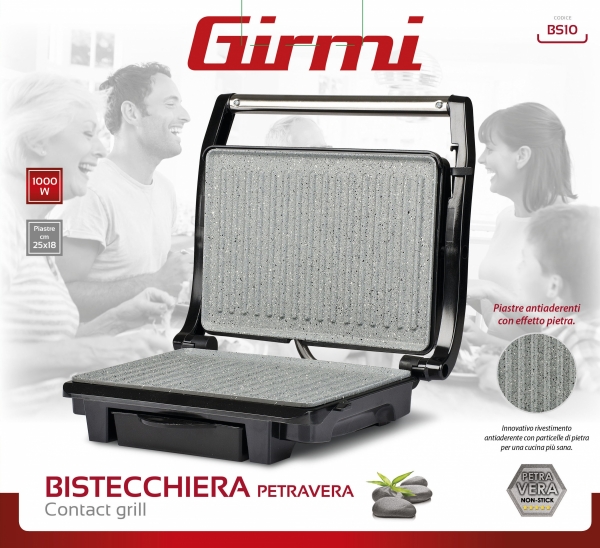 Gratar electric Girmi - BS10 corp din otel inoxidabil, tehnologie Petravera, putere 1000W [5]