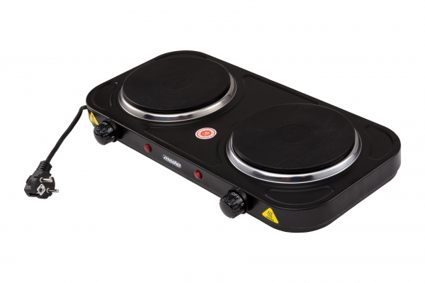 Plita electrica cu 2 ochiuri, control separat, LED, 2000W, protectie la supraincalzire, neagra [2]