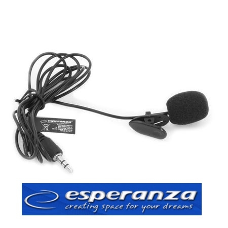 Microfon lavaliera cu clip Voice, caciula antivant si fir Esperanza, compatibil cu toate dispozitivele audio cu port jack 3.5 mm [1]