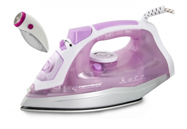 Set fier de calcat si aspirator scame, talpa ceramica , 2400W, abur reglabil, auto-curatare, anti-calcar, anti-picurare, calcare verticala, roz [2]