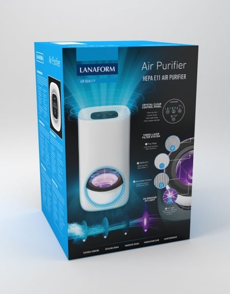 Purificator de aer Lanaform cu 3 filtre, carbon, pre-filtru si HEPA E11, carbon, lumina UV, 4 niveluri de functionare, timer 2, 4, 8h [6]