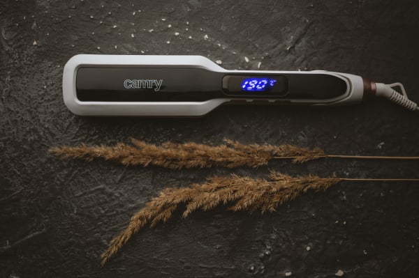Placa de indreptat parul Camry cu invelis ceramic si control temperatura, max 230 grade, afisaj digital LED, oprire automata, alb-rose gold [8]