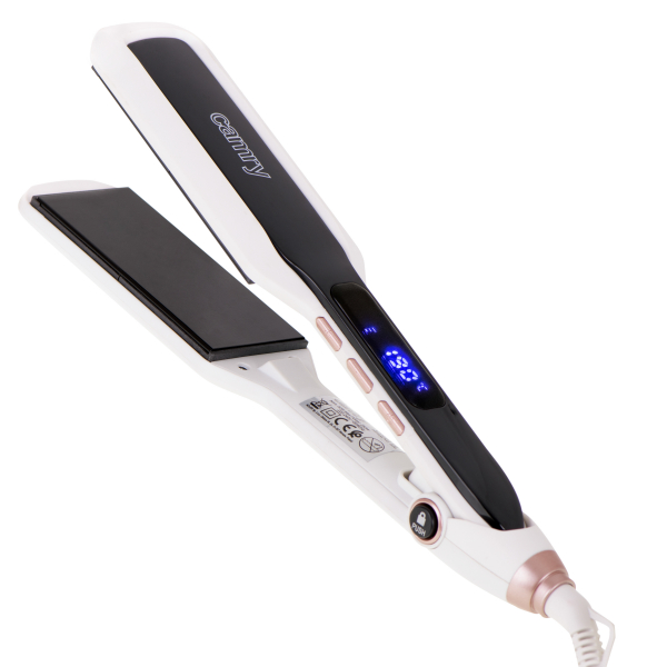 Placa de indreptat parul Camry cu invelis ceramic si control temperatura, max 230 grade, afisaj digital LED, oprire automata, alb-rose gold [2]