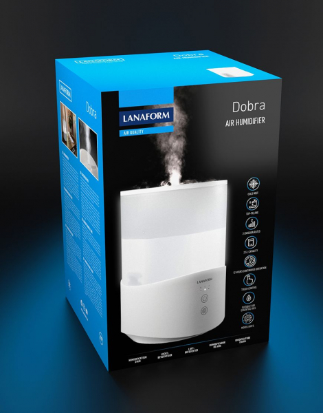 Umidificator aer si difuzor arome 2 in 1 cu ultrasunete Lanaform Dobra 2.5l, 30mp touch screen, mod noapte, oprire automata, silentios [10]