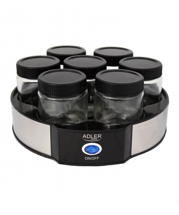 Aparat pentru preparat iaurt, 7 compartimente pentru 7 borcane iautiera Negru/Argintiu Adler [6]