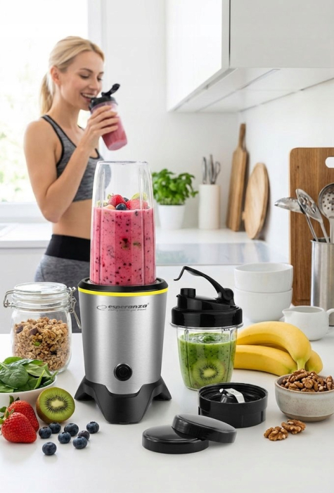 Blender Esperanza Nutri Master, EKM028, 1000W, 1L, Argintiu/Negru [2]
