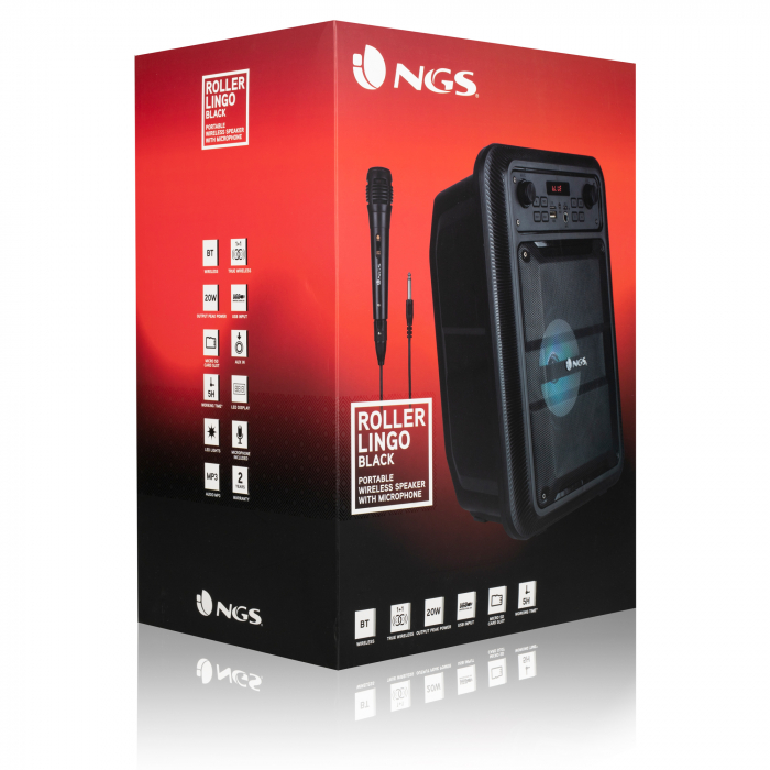 Boxa activa Karaoke portabila bluetooth si microfon cu fir, intrare USB, card reader, AUX,  putere 200 W PMPO [4]