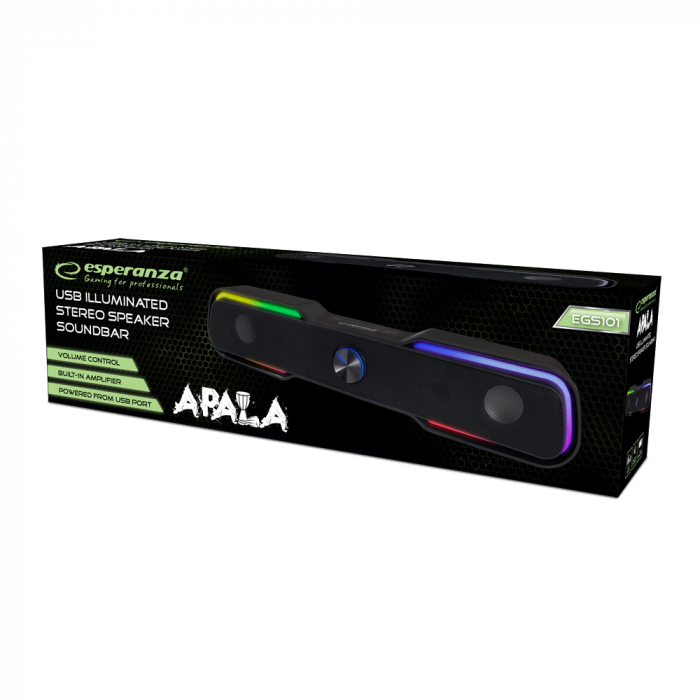 Boxa soundbar MEGS101 6W cu LED, USB, jack 3.5 utilizare PC/Laptop [2]