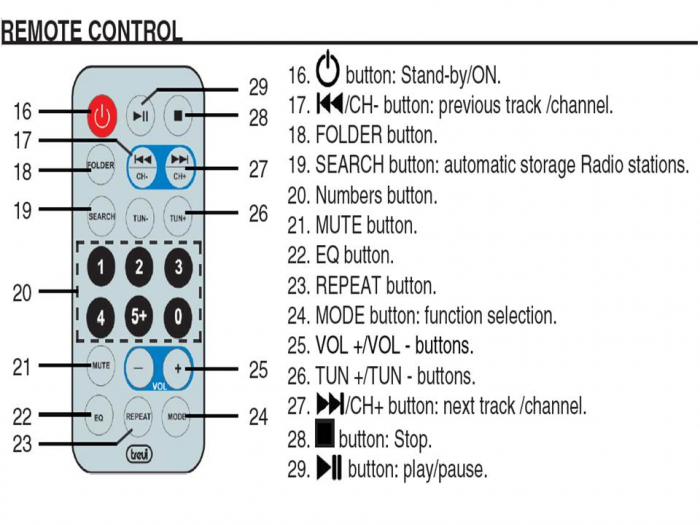 Boxa turn 100cm  din lemn cires  Trevi Italia XT10A830  All in One 3 difuzoare frontale+surround+woofer+bass reflex, Bluetooth, USB, SD, AUX-IN jack 3.5, AUX-IN 2xRCA, USB Charge, Radio, telecomanda - [4]
