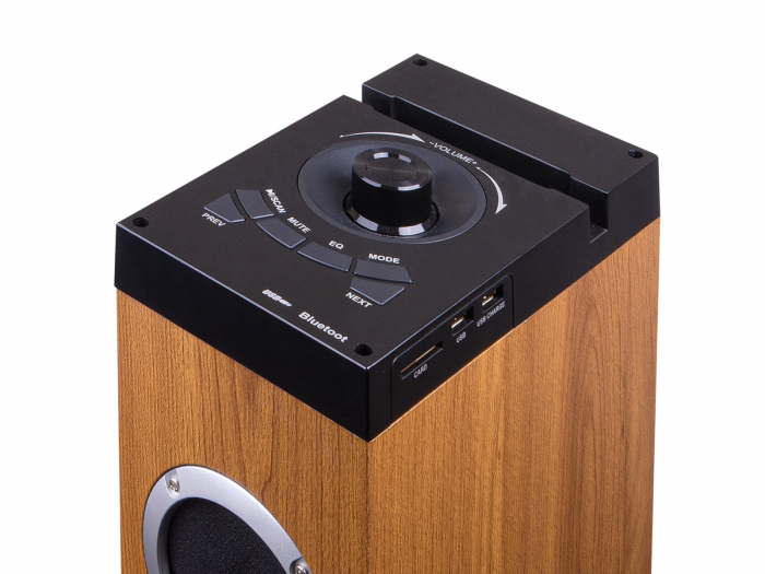 Boxa turn 100cm  din lemn cires  Trevi Italia XT10A830  All in One 3 difuzoare frontale+surround+woofer+bass reflex, Bluetooth, USB, SD, AUX-IN jack 3.5, AUX-IN 2xRCA, USB Charge, Radio, telecomanda [2]