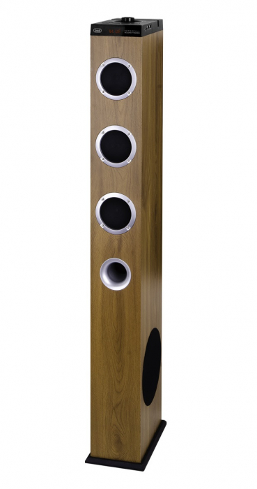 Boxa turn 100cm  din lemn cires  Trevi Italia XT10A830  All in One 3 difuzoare frontale+surround+woofer+bass reflex, Bluetooth, USB, SD, AUX-IN jack 3.5, AUX-IN 2xRCA, USB Charge, Radio, telecomanda - [7]